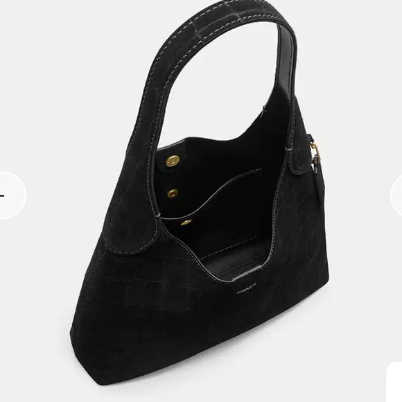 Coach Brooklyn Shoulder Bag 28 Black suede Crocodile-Embossed new - Picture 14 of 16